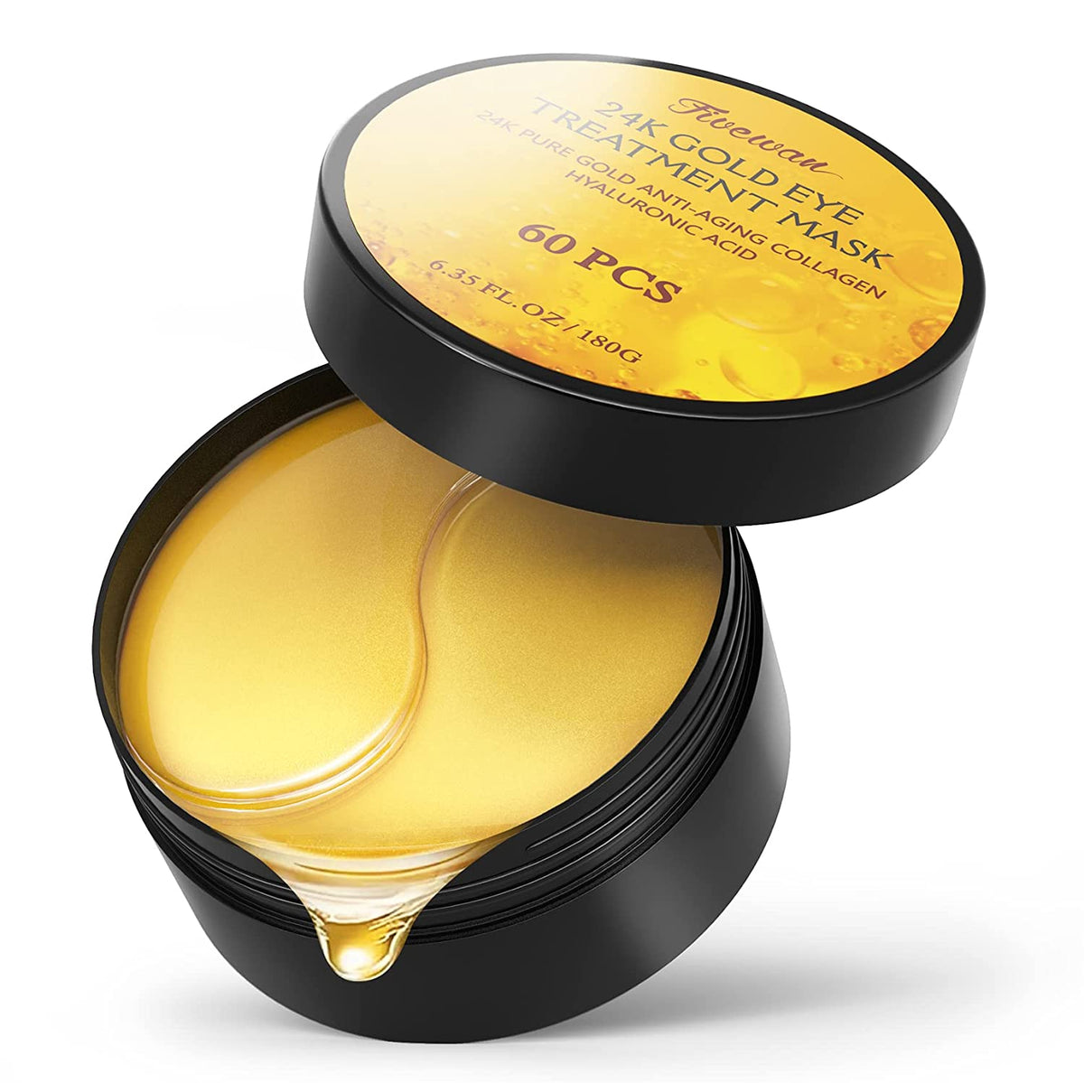 24K Gold under Eye Patches - 60 Pcs Eye Mask Pure Gold Anti-Aging Collagen Hyaluronic Acid under Eye Mask for Removing Dark Circles, Puffiness & Wrinkles Refresh Your Skin