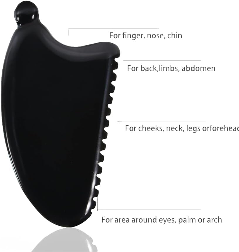 Gua Sha Facial Tools Gua Sha Stone Obsidian Gua Sha Face Stone Massager Gua Sha Facial Tool for Face Double Chin & Jawline, Face Stones Self-Skin Care Face Stone Gua Sha for Women Guasha Stone Black