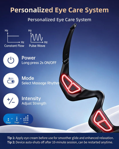 Under Eye Red Light Therapy, 4 Modes Red Light under Eye Therapy Glasses Microcurrent Eye Massager, for Eye Bags Dark Circles Puffiness Wrinkles Fine Lines, Black