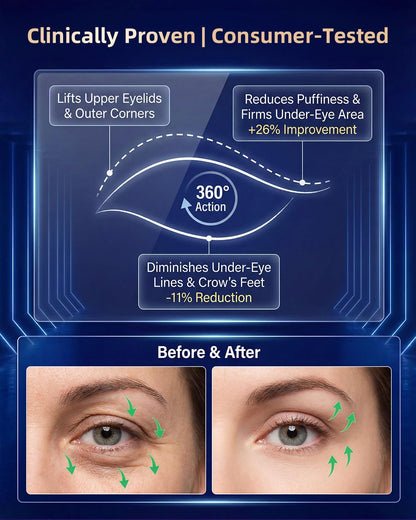 Under Eye Red Light Therapy, 4 Modes Red Light under Eye Therapy Glasses Microcurrent Eye Massager, for Eye Bags Dark Circles Puffiness Wrinkles Fine Lines, Black